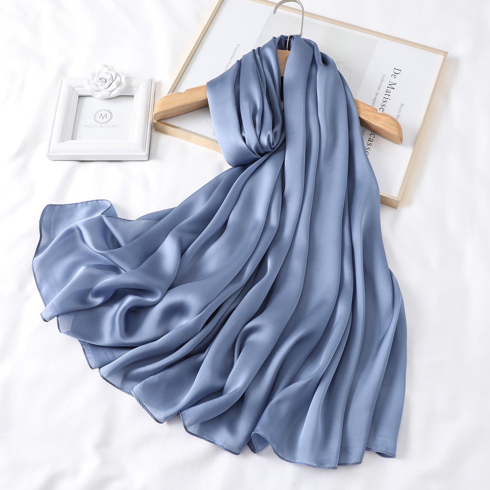 

Женский удлиненный монохромный шелковый шарф — идеальная шаль от солнца для путешествий весной, летом и осенью 190*90cm