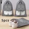 5/10 Shoe Storage Bags, Portable Waterproof Dust-proof Drawstring Shoe Bags with Transparent Slots, Suitable for Daily Use and T