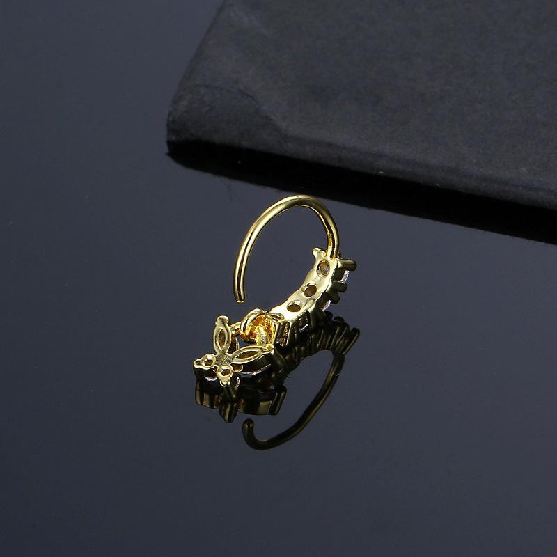 1Pc Inlaid With Stone Nose Ring Adjustable Nose Clip Butterfly Nose Ring Jewelry