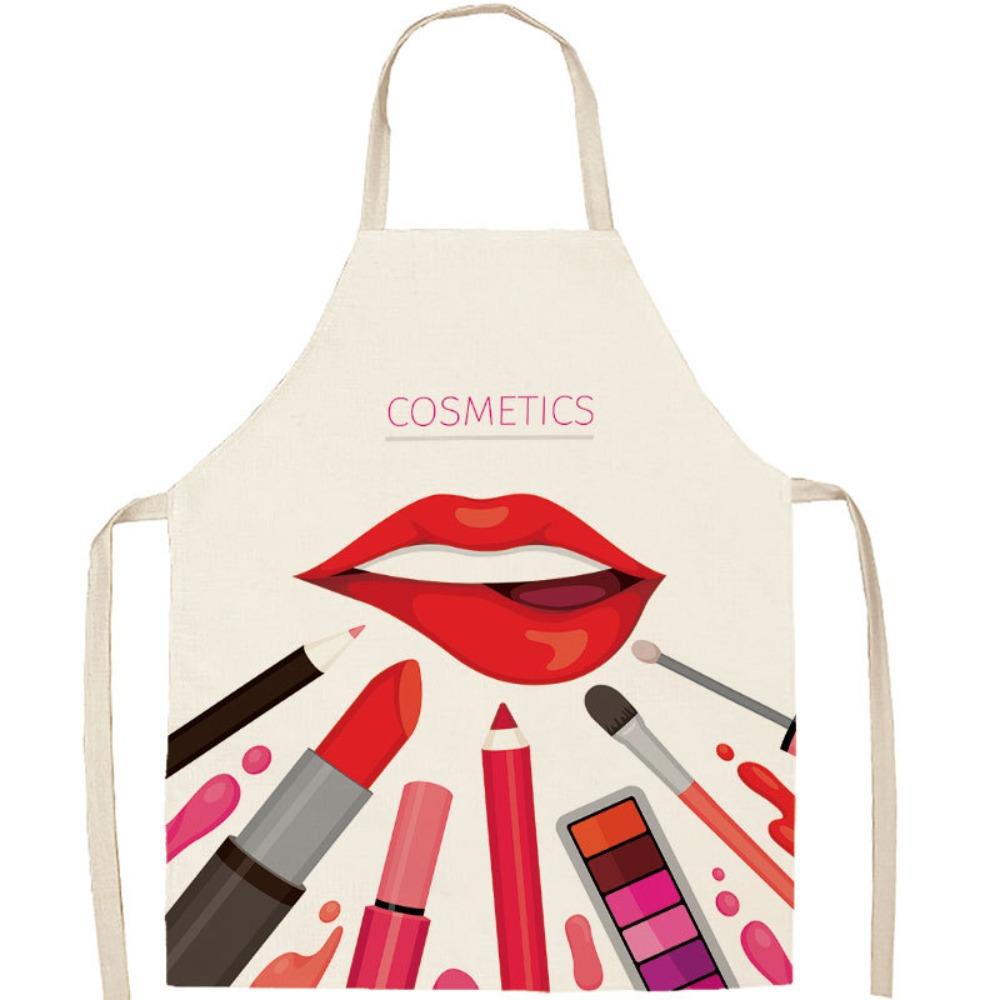 

Водоотталкивающий красивый фартук из льна для уборки, модный фартук с помадой и лаком для ногтей для ежедневного использования B