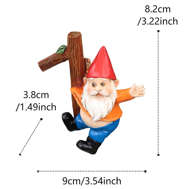 Funny Garden Gnome Statue Flower Pot Hugger, Gnome Figurine Resin Sculpture Outdoor Decor Patio Lawn Fence Plant Pot Ornaments