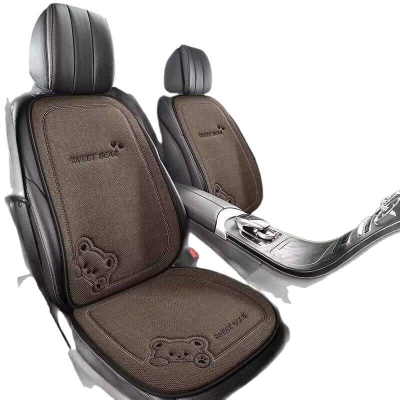 Cartoon Linen Car Seat Cushion – Universal Fit for Rear Driver Seat, Four Seasons
