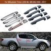 1 Set Per Mitsubishi Triton L200 ML MN MQ 2005 -2017 Cromato Nero Anteriore Posteriore Esterno Maniglia Porta Copertura Finitura Adesivo Tappo Coperchio