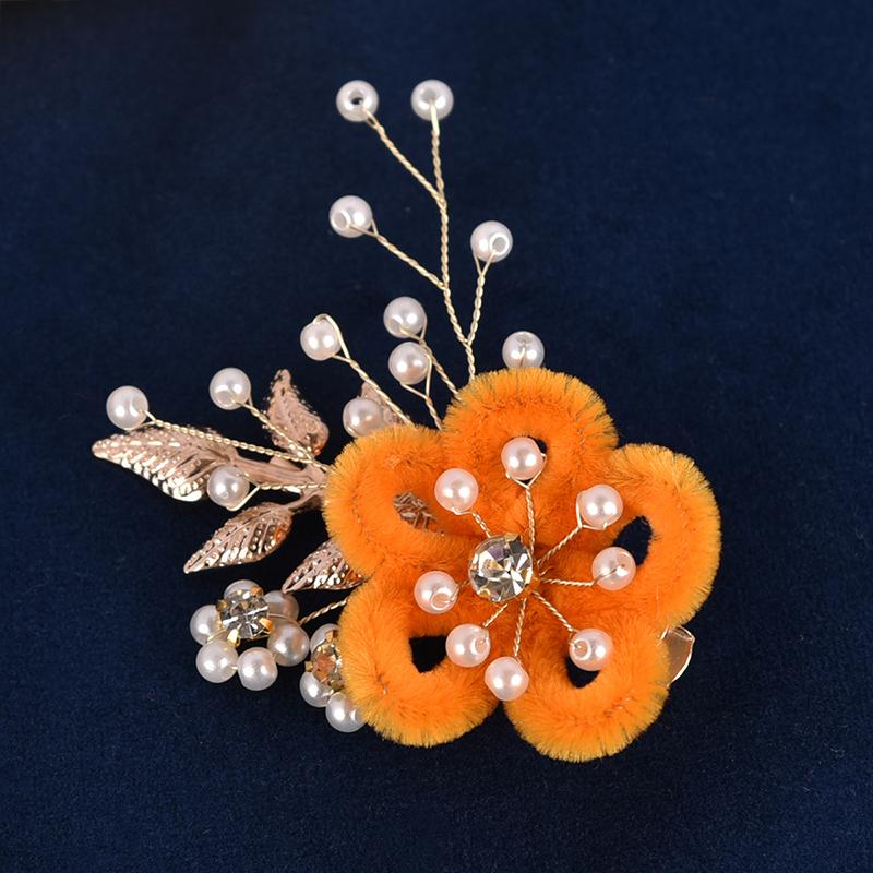 

1 шт. Цветы Разноцветные Заколка для волос Невеста Жемчуг Зажим-уточка Листья Плюшевый Античный стиль Элегантный Ручной работы Мода