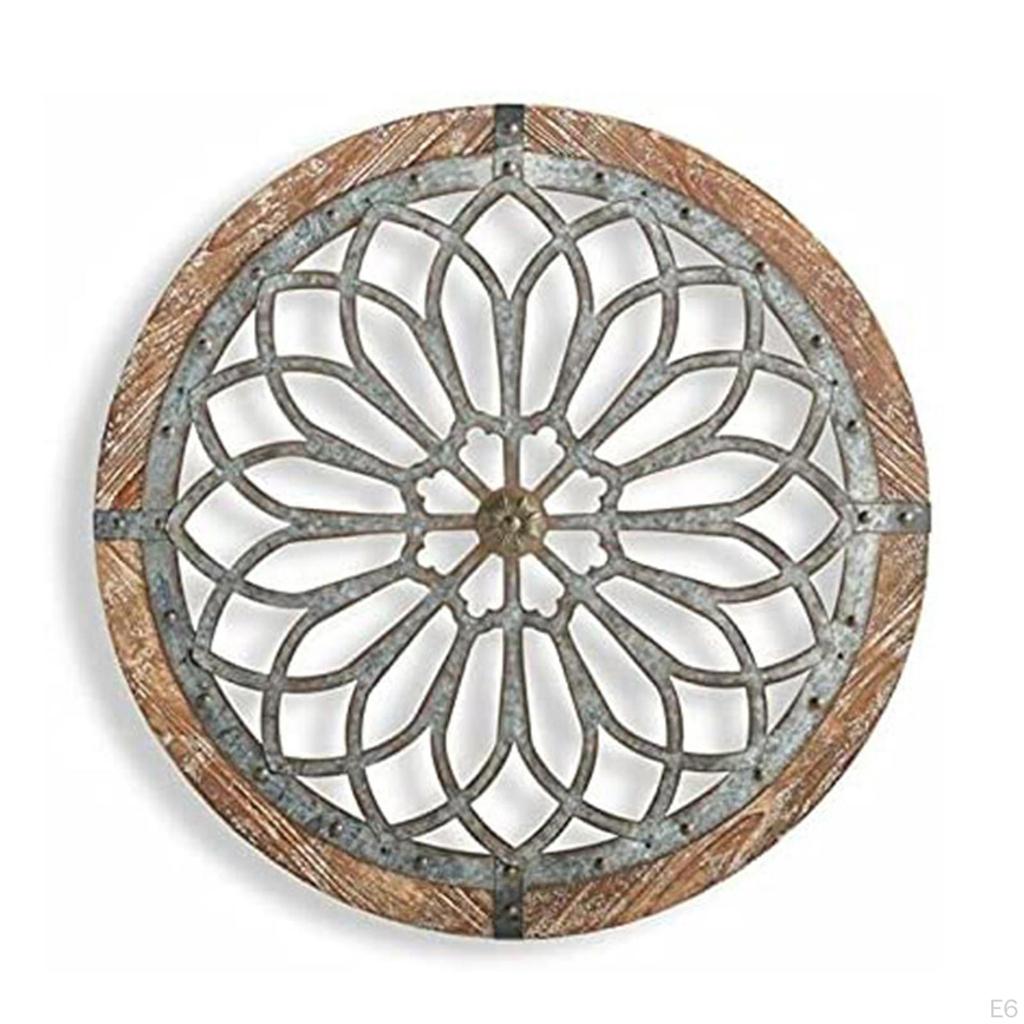 Circular Wall Decorative Medallion, Creative Home Sculpture Decoration, Metal Wooden Craft