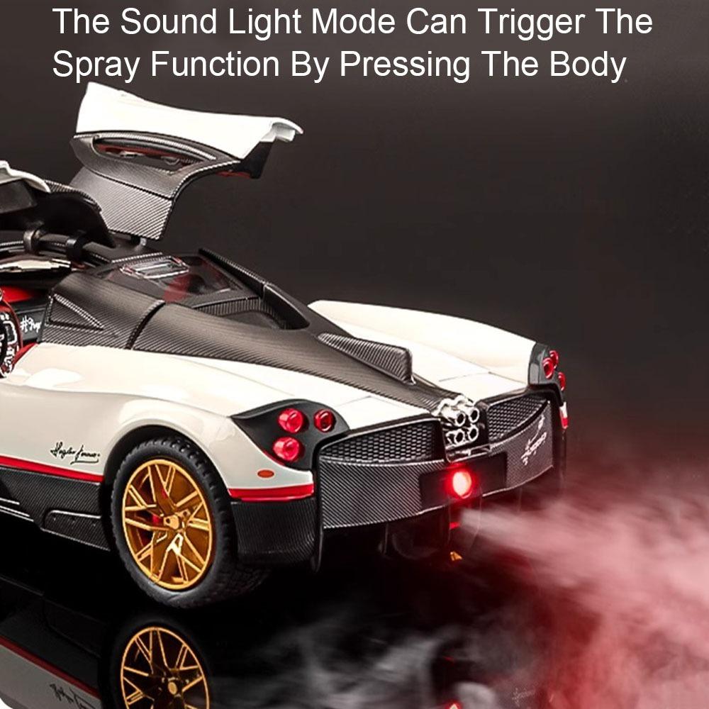 1:24 Huayra Revuelto Spray Model Toy Sports Cars Alloy Diecast Pull Back Shock Absorption Sound Light Simulation Mini Supercars