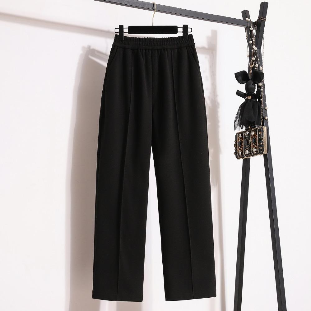 

DIMANAF 2025 Plus Size Long Pants Winter Women Elastic Waist Loose Vintage Loose Casual Basic Solid Trousers Pants L