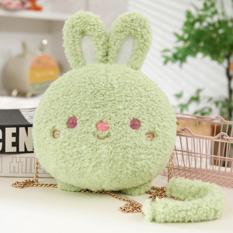 Yiran toy Schattige Dier Pluche Crossbody Tas 3 Stijlen Konijn/Varken/Lam Zacht Pluizig Portemonneetje Met Ketting Perfect Als Casual Tas En Cadeaus. 20cm