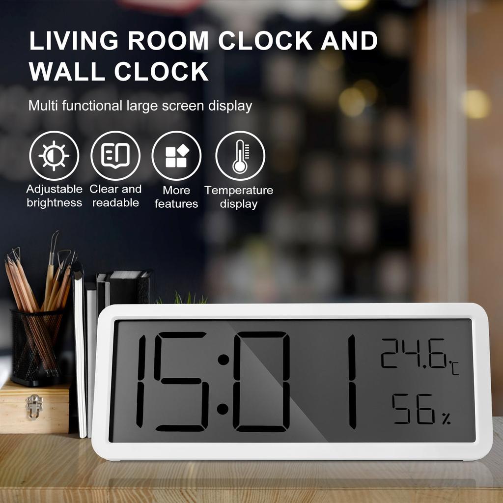 LCD-Bildschirm Digitale Wanduhr Zeit Temperatur Luftfeuchtigkeit Zeitanzeige Elektronische Uhr Schreibtisch-Digitaluhr Batteriebetrieben