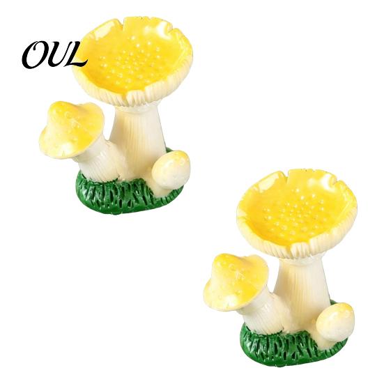 Terrarium Supplies 2 Pcs Mini Mushroom Figurines, Miniature Resin Figures Handmade Fairy Tale Decor for Micro Landscape, Garden, Aquarium, Bonsai