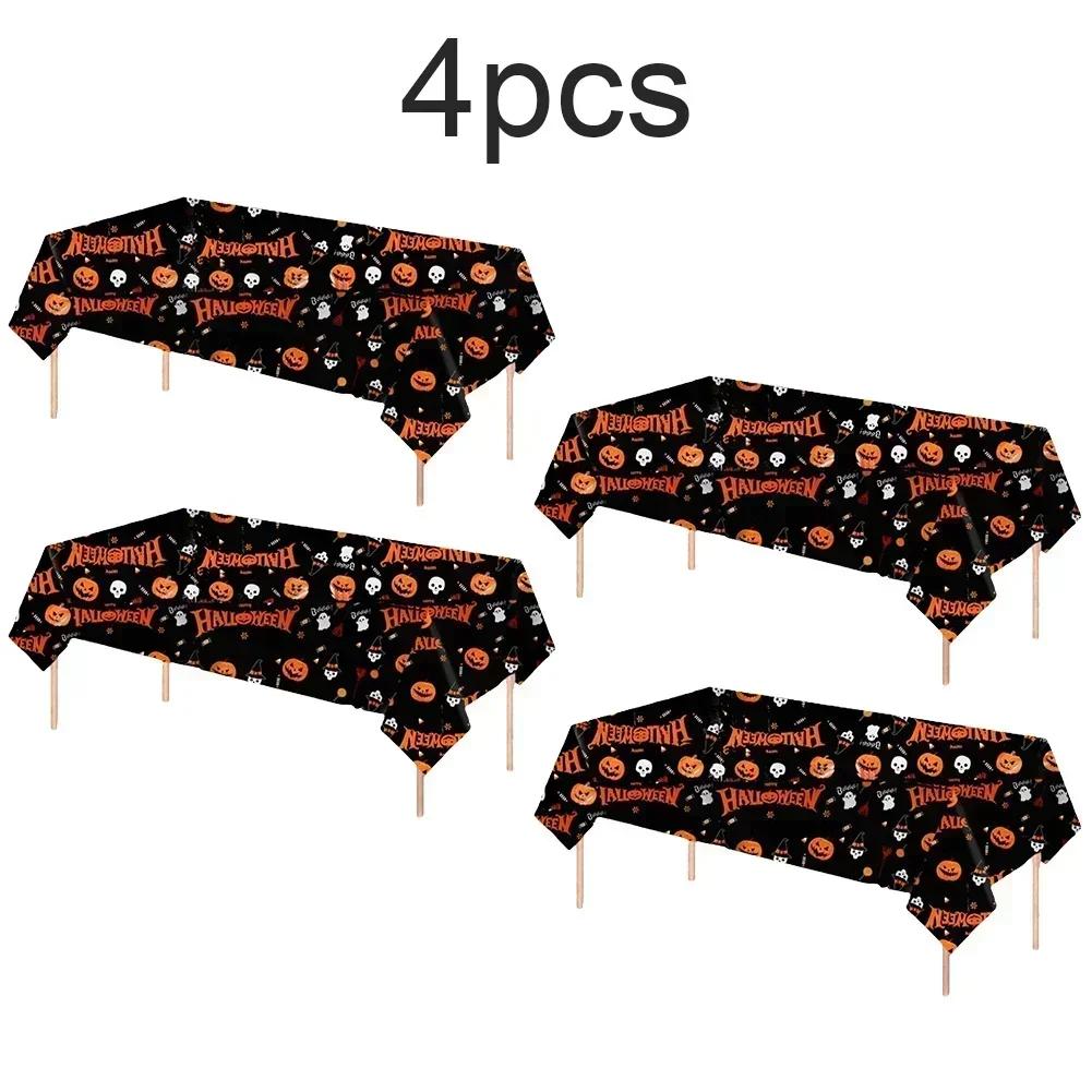 Halloween Tablecloth Pumpkin Ghosts Witch Hat Print Table Cloth Party Decoration