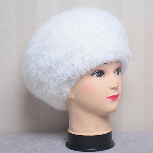 Fashion Lady Winter Warm Knit Caps Women Mink Hats Berets Luxury Women Real Natural Mink Fur Hat Beanies Real Fur Berets Hat