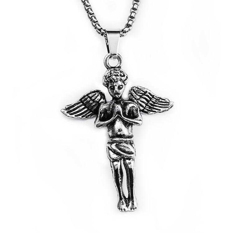 Michael Archangel Hip Hop Punk Titanium Steel Retro Necklace Pendant Necklace