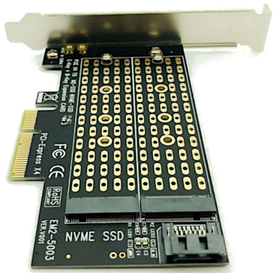 Адаптерная карта M.2 NGFF на настольный PCIe x4 x8 x16 NVMe SATA для двух SSD PCI Express