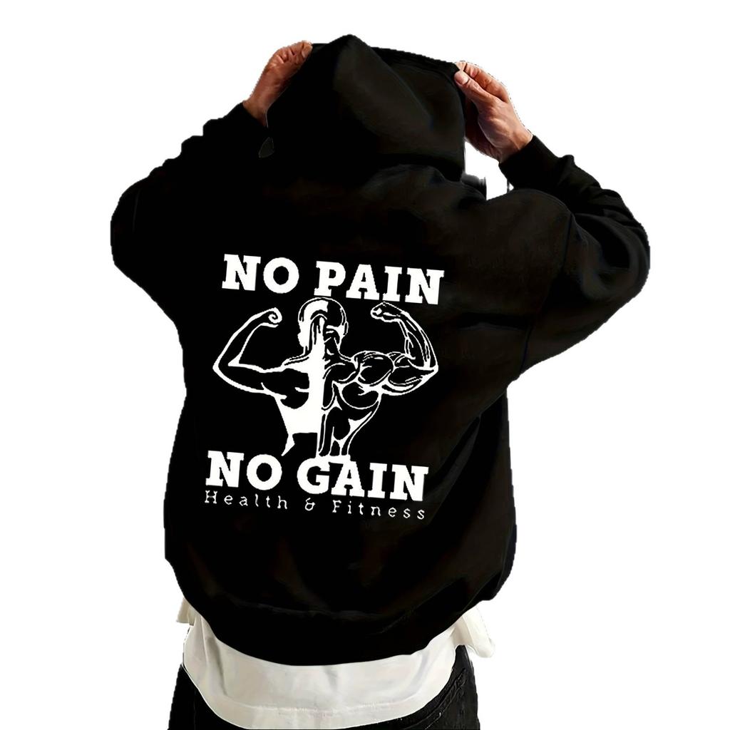 Street Sports Style Fitness Slogan Muscle Men Print Hoodie Oversize Couple Sweater