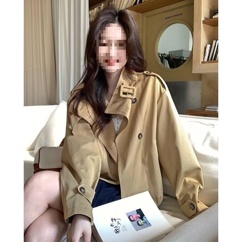 Korean Retro Lapel Single-Breasted Trench Coat - Versatile Spring/Autumn Women's Jacket