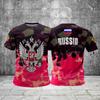 Russian Flag and Emblem Map Pattern T-shirt 3D Printing Design Summer Short Sleeved Top Men's Casual Sports Round Neck Clothing