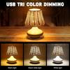 Led Table Lamp Hand-woven Bamboo Lampshade Bedside Lamp Boho Nightstand Usb Plug Desk Light For Bedroom Living Room Coffee House