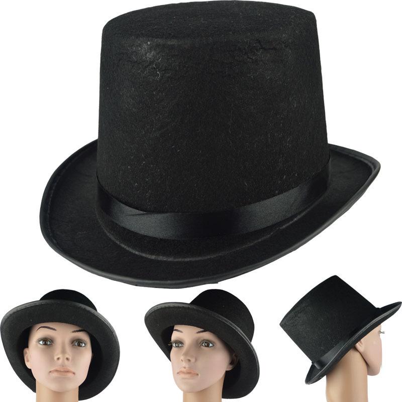 Non-Woven Black Magician's Top Hat: Children's Retro Lincoln Party Hat Magic Prop