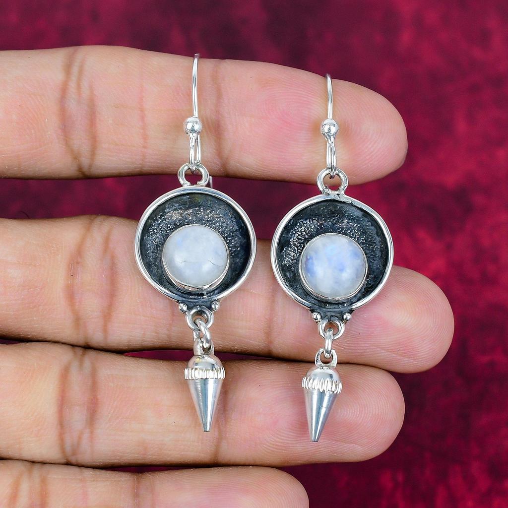 Moonstone 925 Solid Sterling Silver Earrings, Handmade Gemstone Earrings Jewelry, Gifts For Wife Brand New Earrings