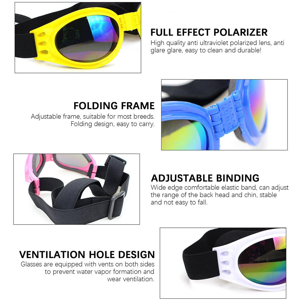 Foldable Windproof Pet Glasses With Adjust Strap Anti-Fog Dog Sunglasses Protective Goggles For Outdoor Activities Walking