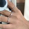 S925 Silver Stunning Geometric Open Adjustable Ring For Women With Elegant Smiley Design Face
