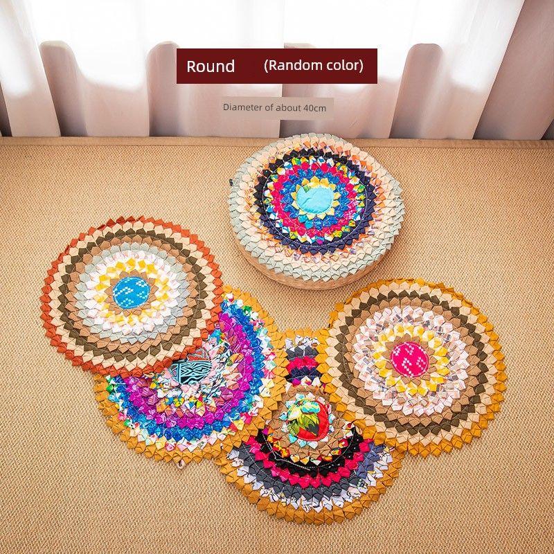 

Тайланд Ручная работа Квадратная автомобильная подушка Этнический стиль Пэчворк Round single color random