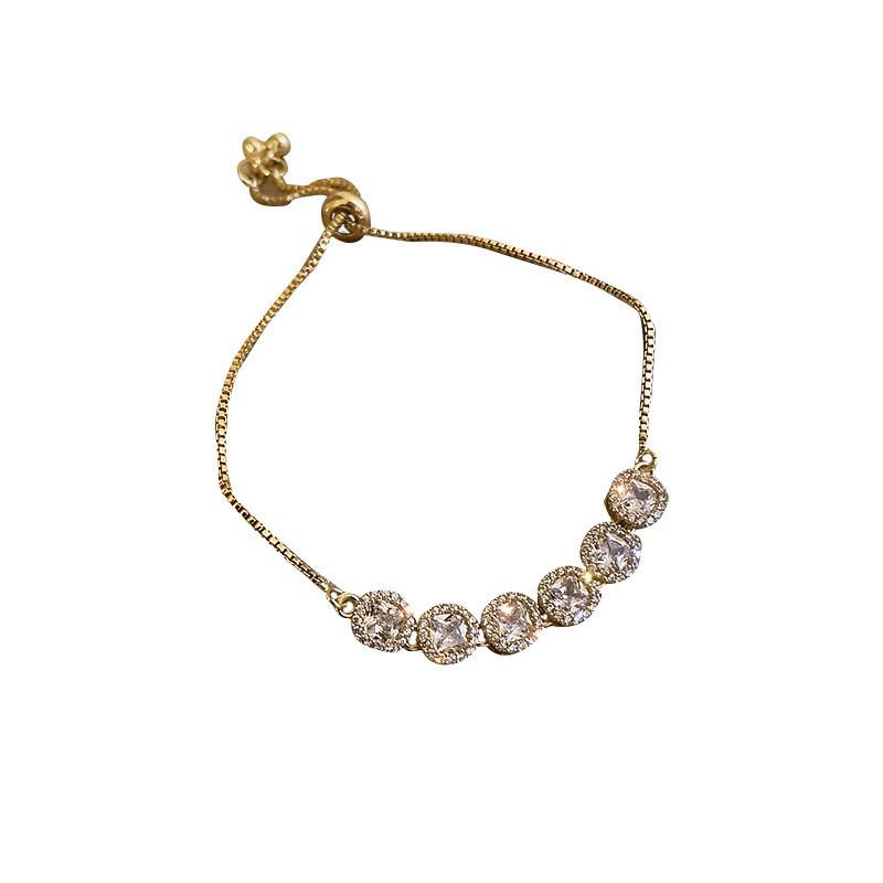 Pulsera Coreana de Zircón Esmeralda y Diamantes - Joyería de Amistad Brillante de Alta Gama para Mujeres a la Moda