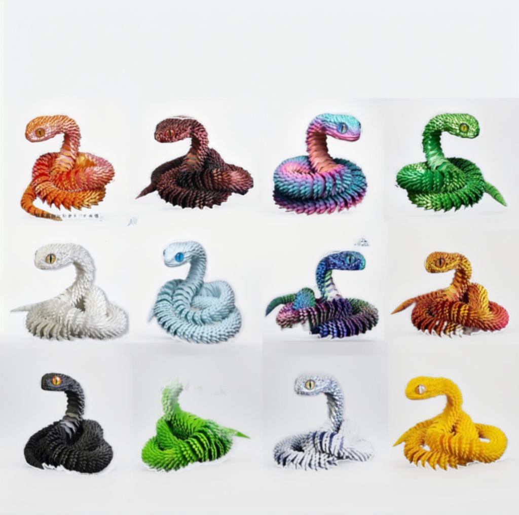 

Handmade 3D Printed Luminous Rainbow Viper Snake Ornament