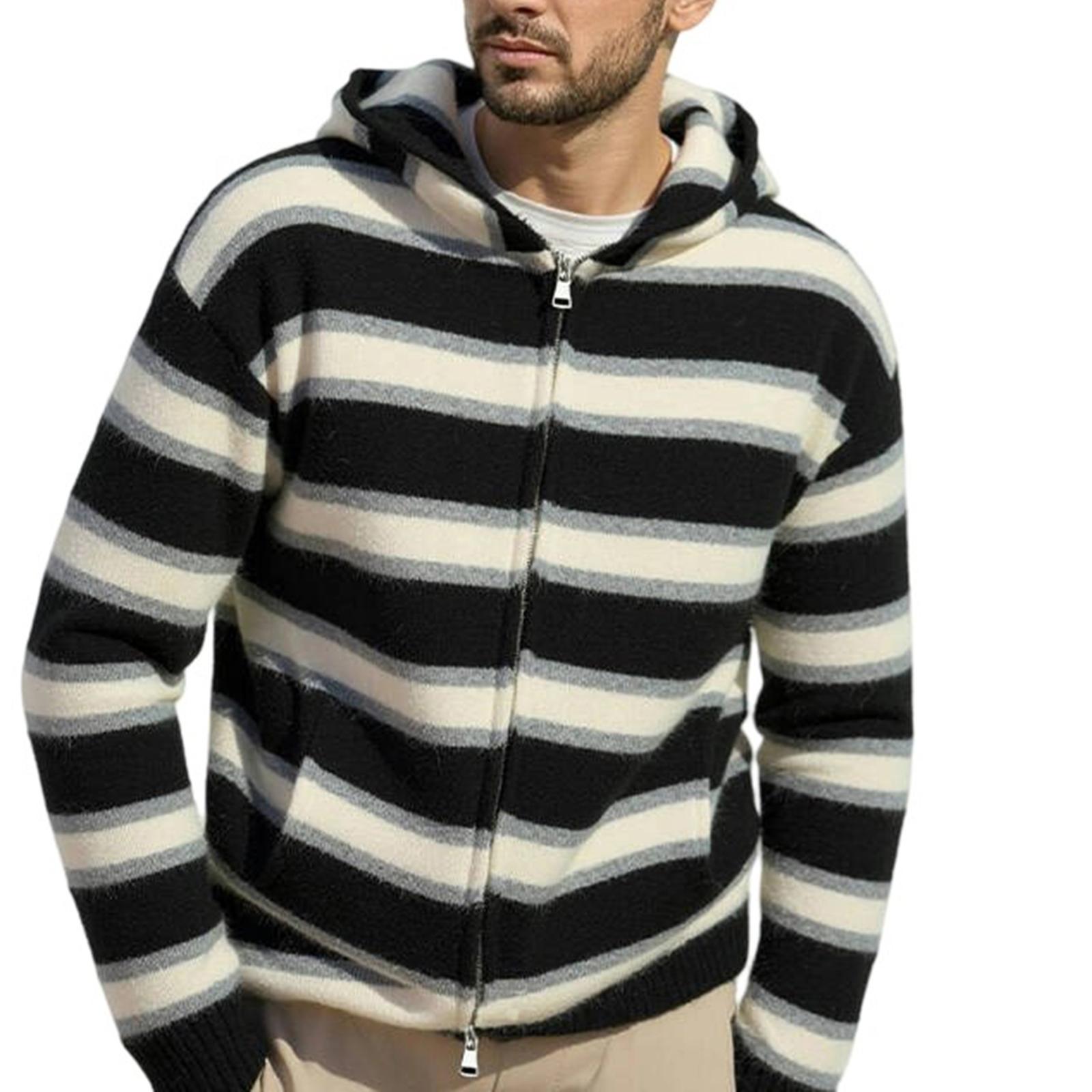 

Men s Trend Leisure Loose Adding Fleece Outerwear Cardigan Knitting Sweater Coat L