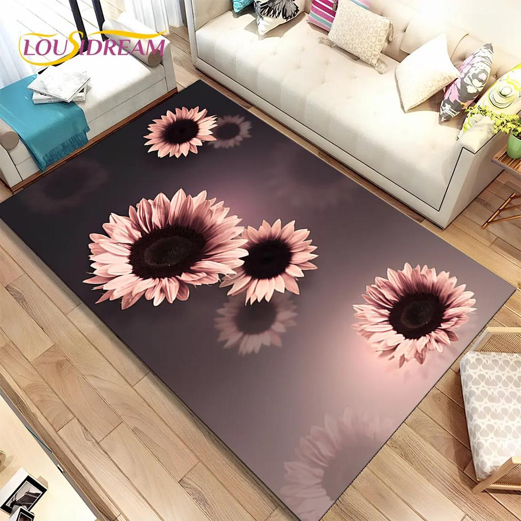 Nordic 3D Daisy Flower Area Rug,Carpet Rug for Home Living Room Children Bedroom Sofa Doormat Decor,kids Play Non-slip Floor Mat