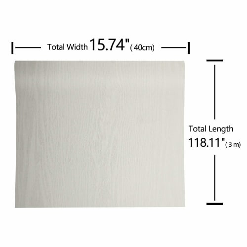 VEELIKE Wood Grain Wallpaper Stickers, Solid Milky White and Beige, 40cm x 3m, Waterproof, Heat-Resistant, Stain-Resistant, Oil-Resistant, Cupboard Co