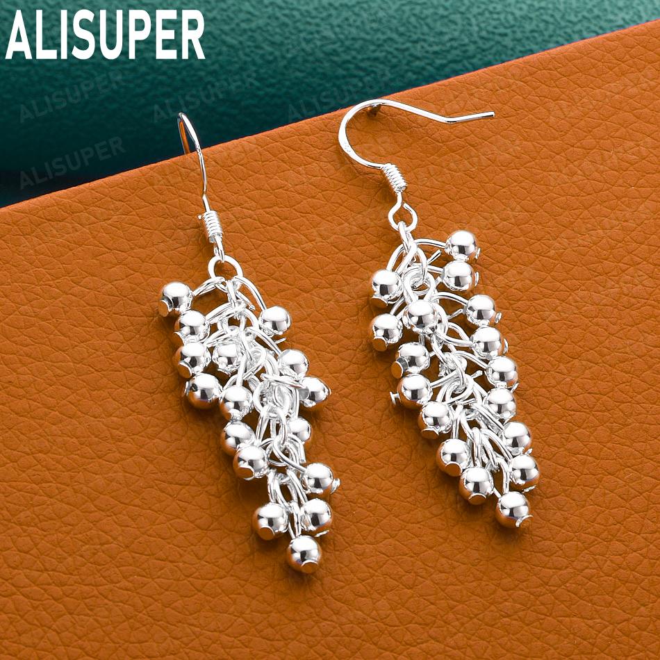 925 Sterling Silver Exquisite Multi-Layered Ball Beads Tassel Drop Earrings - Fashion Party Jewelry