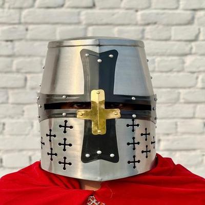 Knight Templar Crusader Helmet Medieval Great, Larp And Cosplay Helmet Handmade Best Gift For Him