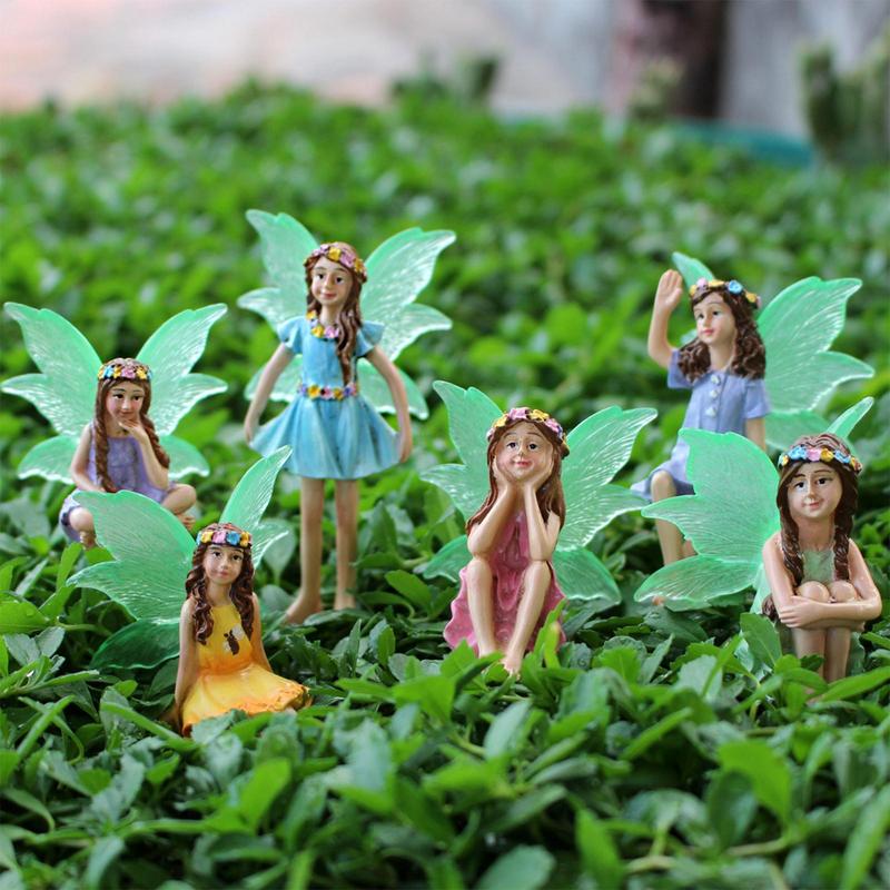 

Fluorescent Fairies Figurines 6pcs Home Sculptures Ornament Home Cake Topper Decorations Garden Resin Small Accessories China Mainland