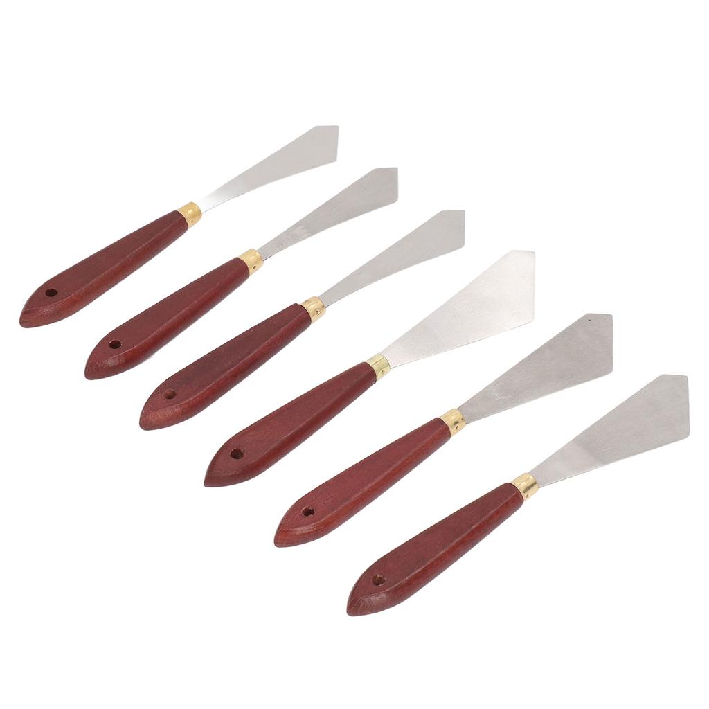 6Pcs Palette Knife Stainless Steel Blade Wooden Handle Widely Used Painting Knife Set for Painting Mixing