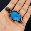 Neon Blue Apatite Pendant, 999 Copper Wire Wrapped Gemstone Jewelry, Handmade Pendant, For Mother Day