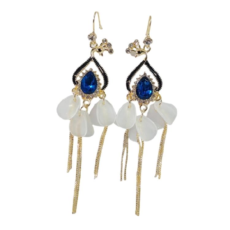 Exquisite Crystal Peacocks Drop Earrings Sophisticated Alloy Peacocks Tassels Earrings Perfect For Weddings And Parties 1
