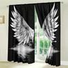 2 pieces of Black art angel wings and stars printed curtains, pole bag curtains 30*65, home decoration, room decoration