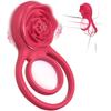 Penis Ring Vibrator with Vibrating Rose Clitoral Stimulator, 7 Vibration Modes, Adult Sex Toys for Men and Women