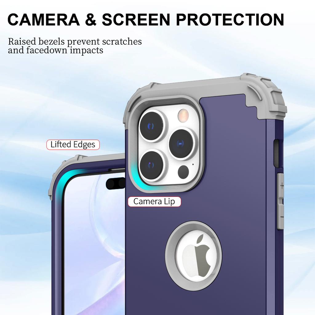 For iPhone 15 Pro PC+Silicone Phone Case 3-in-1 Protective Phone Cover