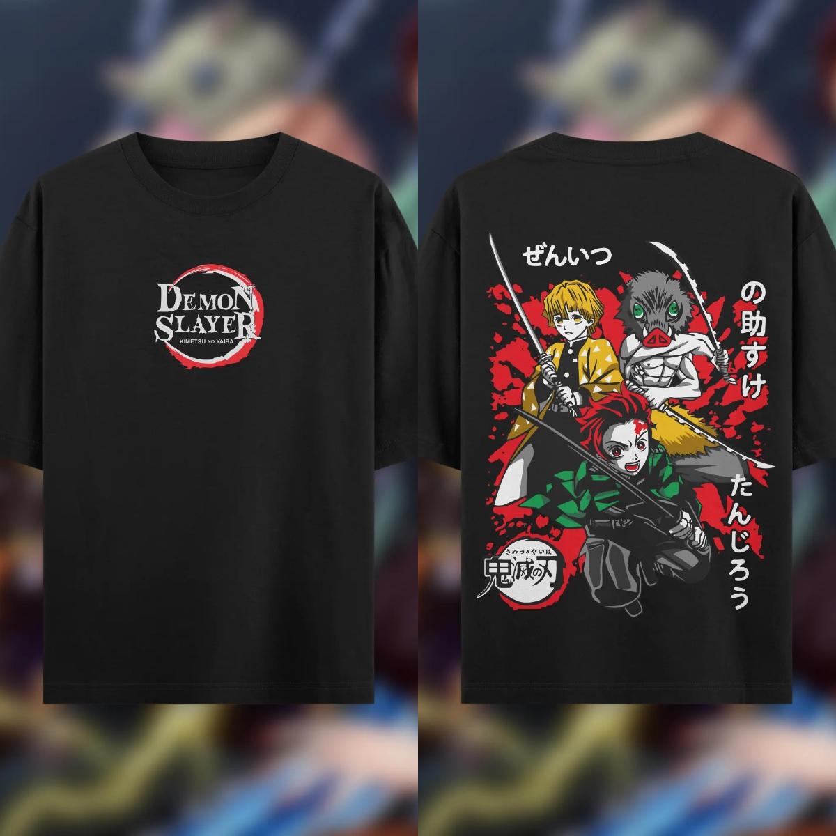 

Summer Men s Anime Print T-Shirt Demon Slayer Carton Oversized Top Male Female Unisex Short Sleeve High Quality Heavy Cotton Tee S