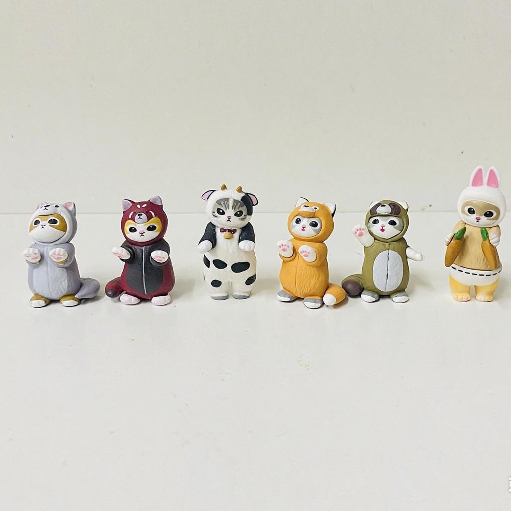 AAGWW Gachapon Set of 6 Moe Decorative Figures, Cute Cat Figurines, Mini Charms, Gifts for Kids and Cat Lovers, Animal Costume Series 3