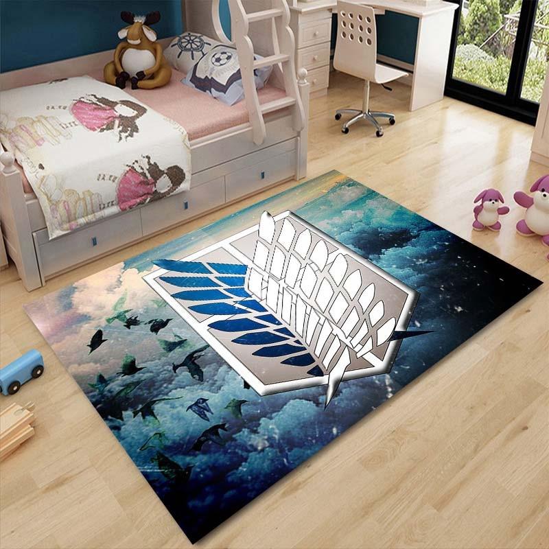 Противоскользящий коврик с 3D-принтом «Атака Титанов» в стиле аниме, мягкий фланелевый большой ковер и ковер 60cm x 90cm