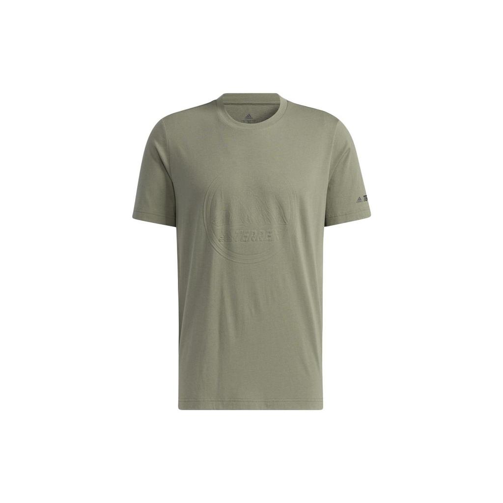 Adidas Terrex Solid Color Outdoor Sports Crew Neck Short Sleeve T-Shirt Unisex Tops Green GN9458