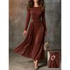 Fall Long Sleeve Slim Fit Bodycon Midi Dress Pure Color Elegant Party Casual Women