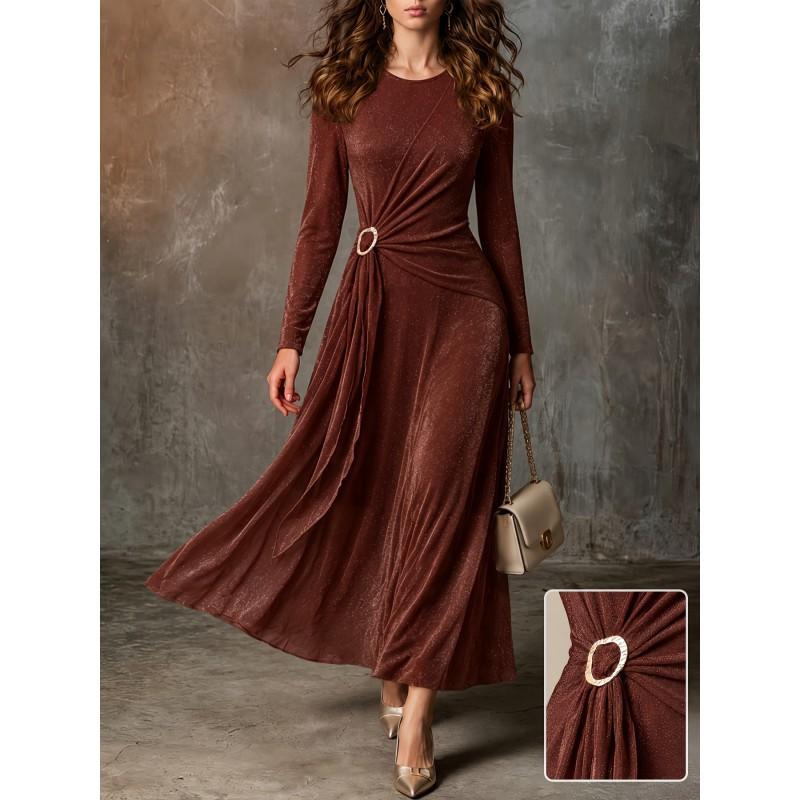 Fall Long Sleeve Slim Fit Bodycon Midi Dress Pure Color Elegant Party Casual Women