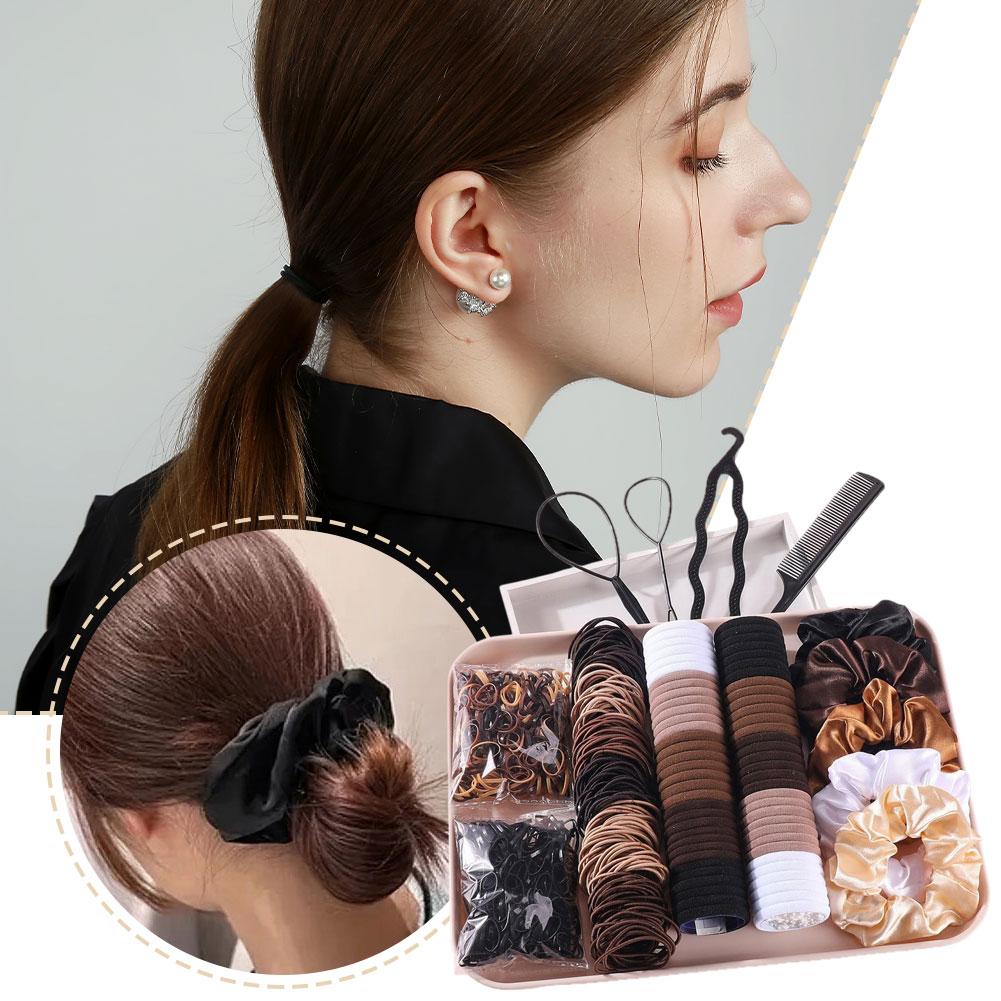 1109Pcs Dark Hair Accessories For Woman Set Seamless Ponytail Holders Variety Hair Scrunchies Hairbands Scrunchy Hair Ties