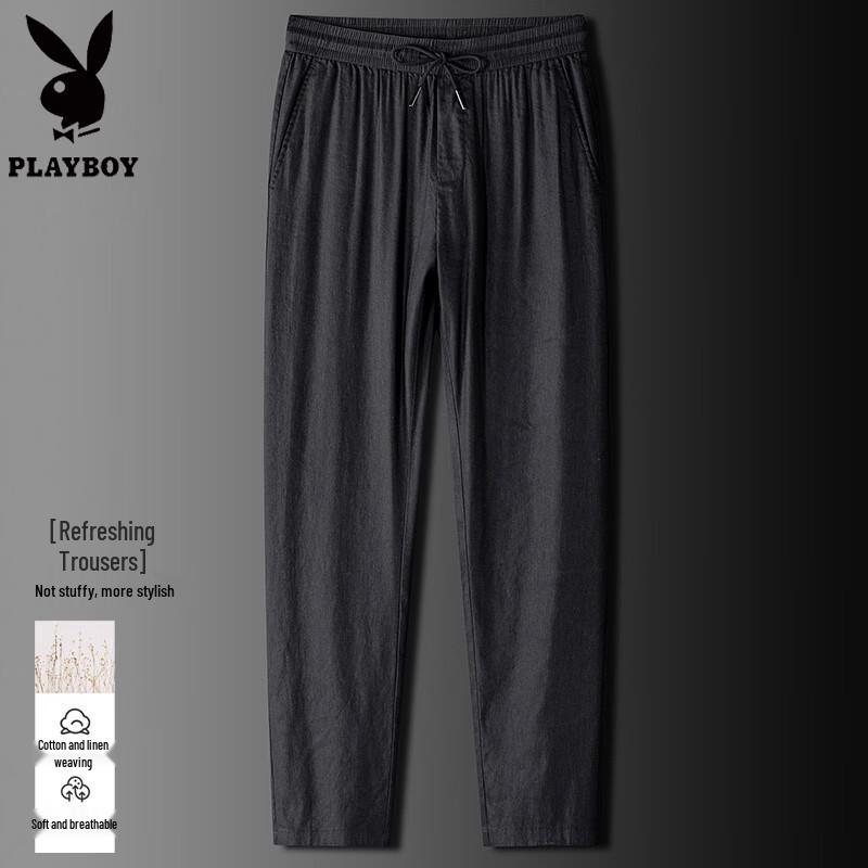 PLAYBOY Men s Linen Blend Casual Straight Leg Pants 3XL