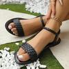 Women Casual Flat Sandals Braided Design Popular Brown Color Comfortable Everyday Shoes for Summer Wear